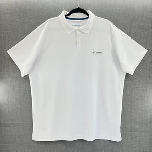 Columbia Omni-Shade Sun Protection Solid White Performance Polo Shirt‎ Size XL